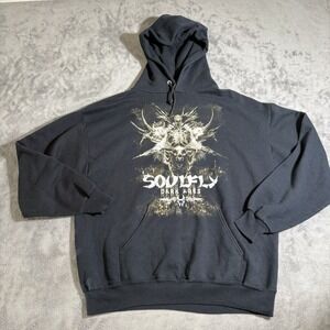 Men's Soulfly Dark Ages Hooded Sweatshirt Large Black Read Description